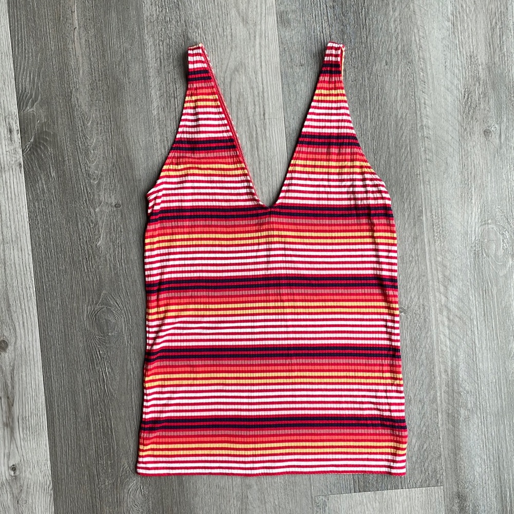 Express Medium Striped Tank Too with V Neck